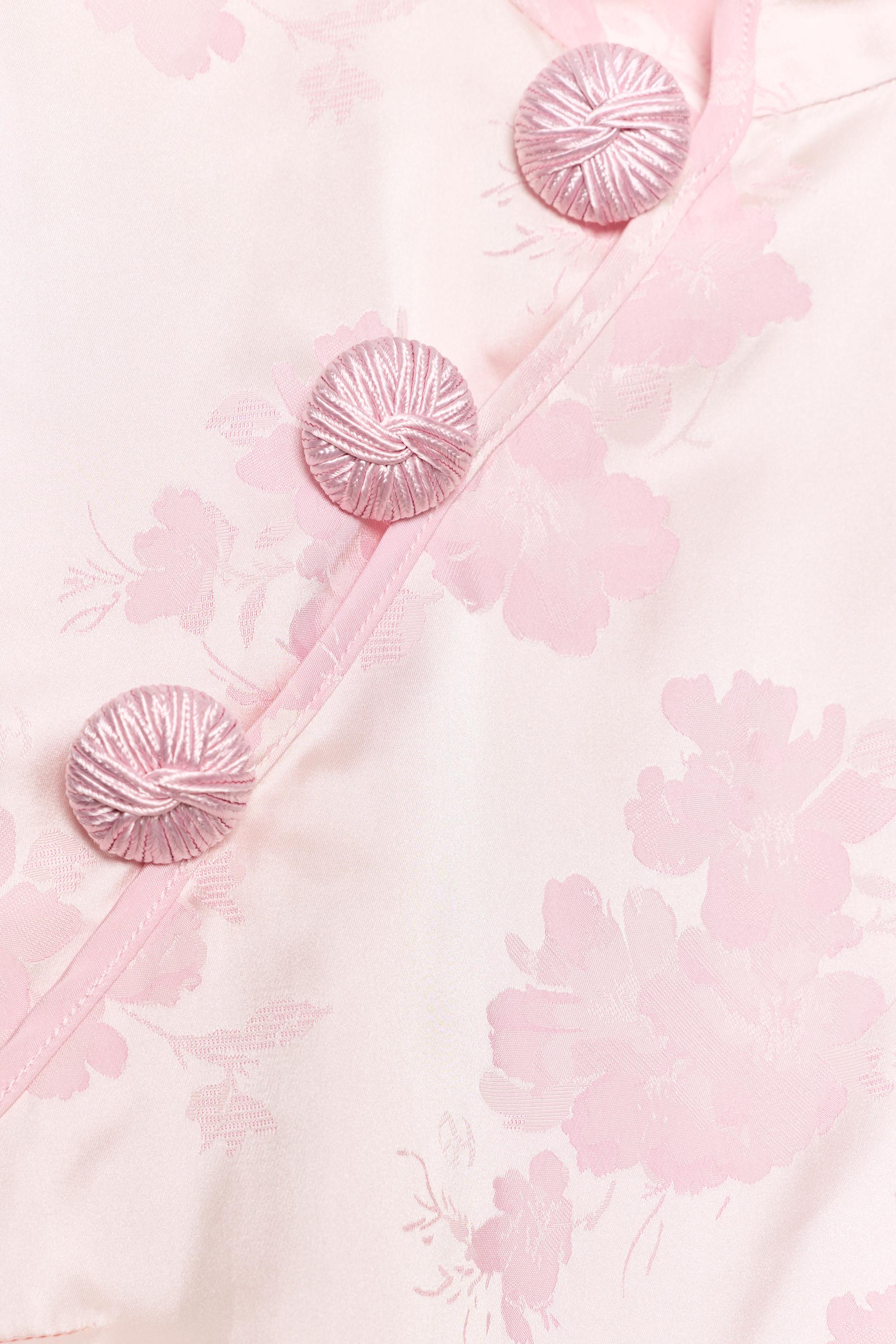 BUTTONED JACQUARD SATIN EFFECT TOP